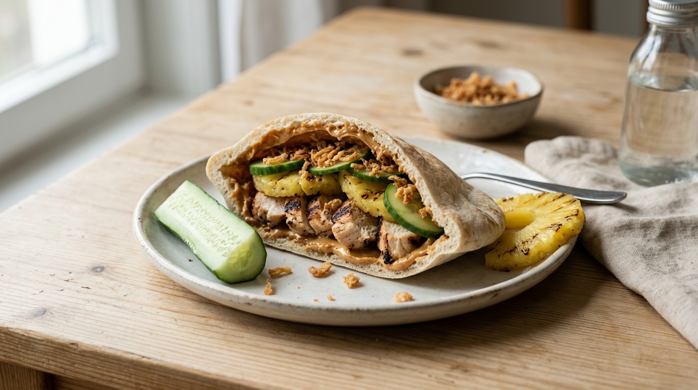 Pitabroodje met kip, Ananas en Komkommer recept Pitabroodje met kip, Ananas en Komkommer recept