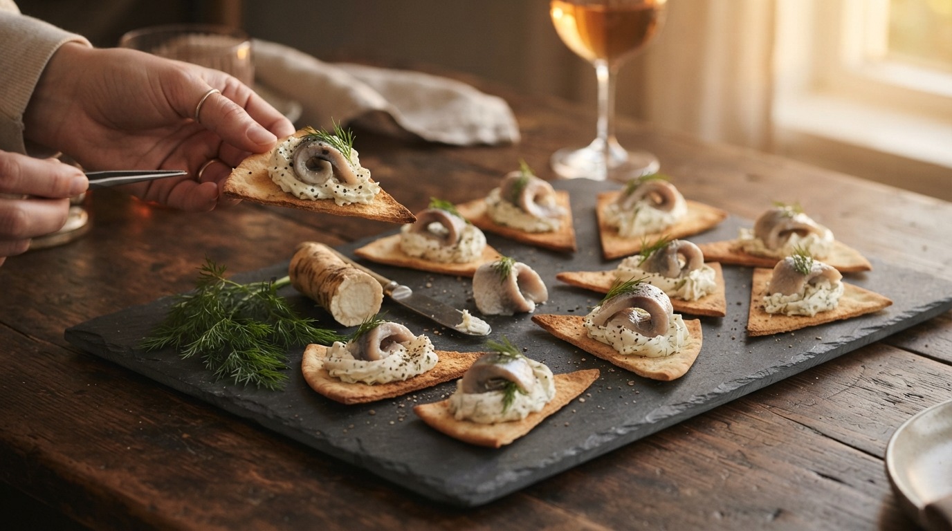 Pitapuntjes met Mierikswortel en Haring
