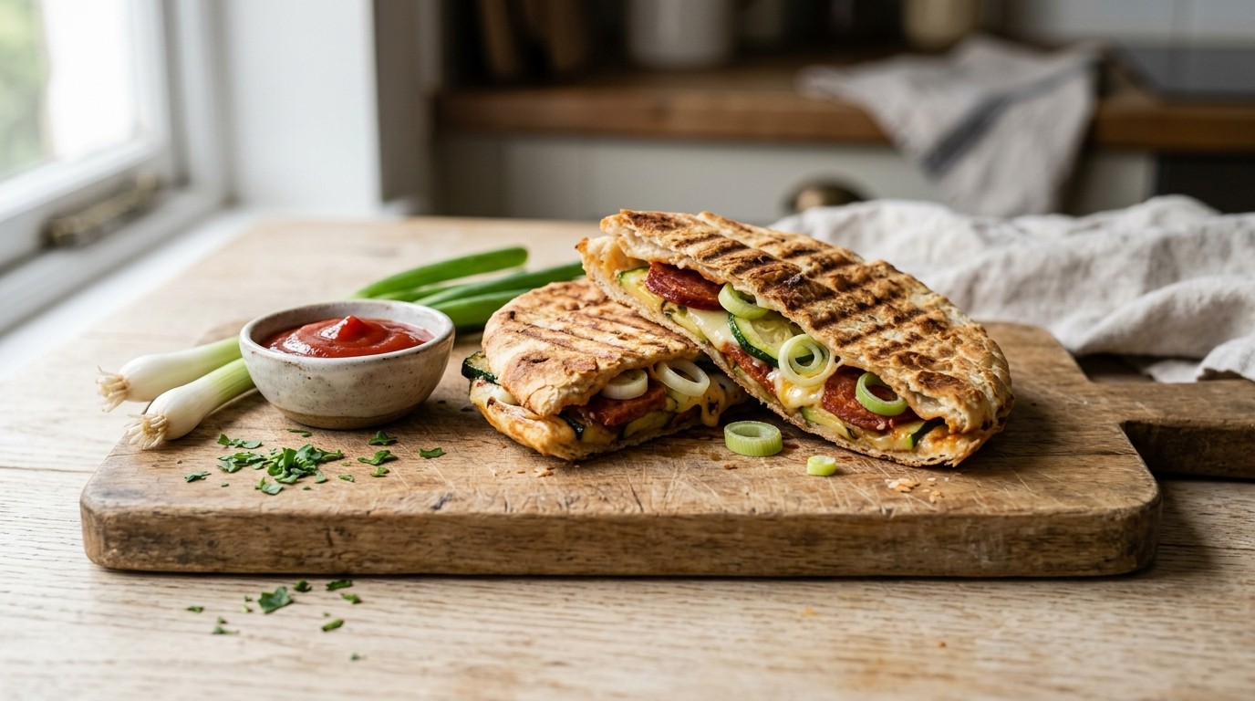 Pitatosti met Chorizo en Courgette