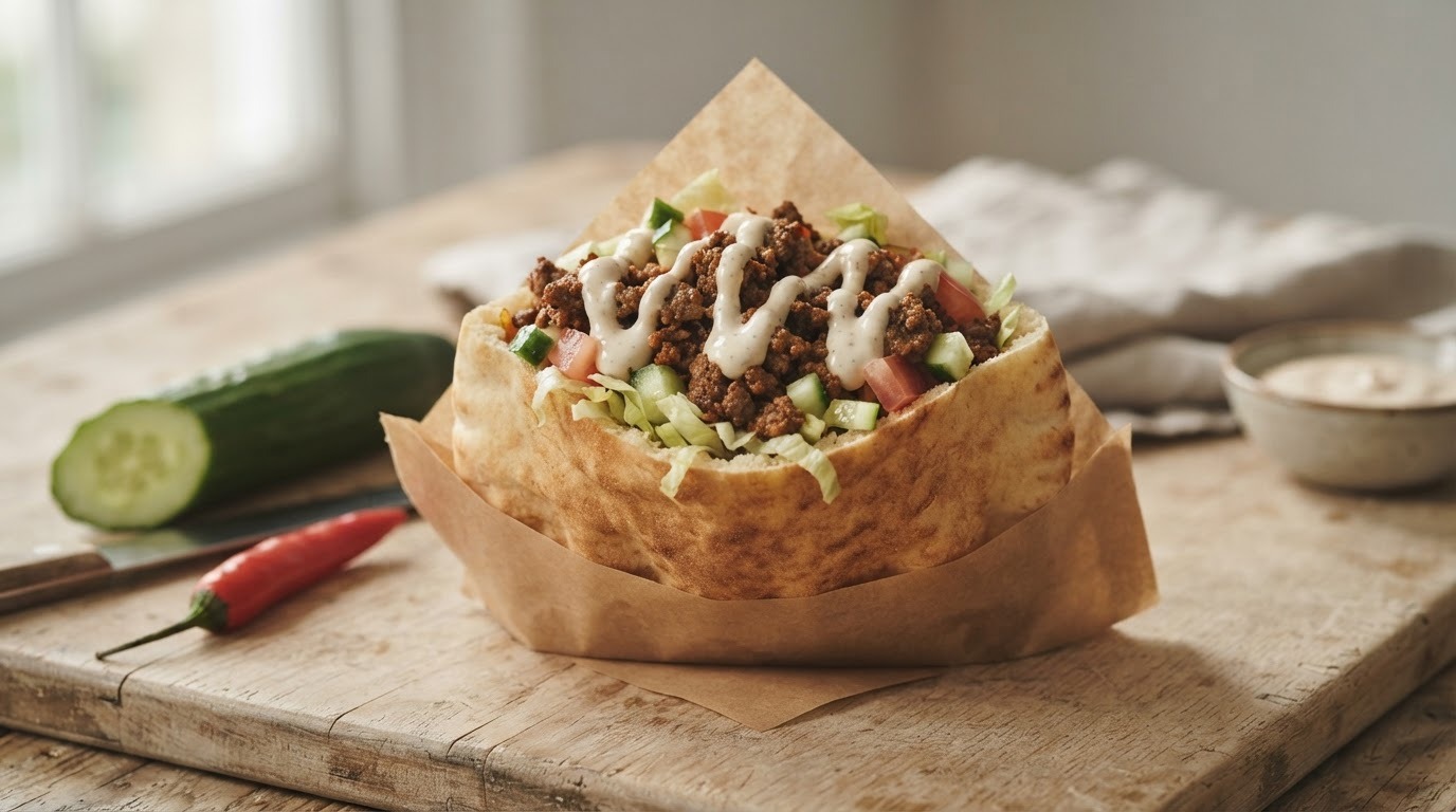 Pittabroodje met Gekruid Gehakt