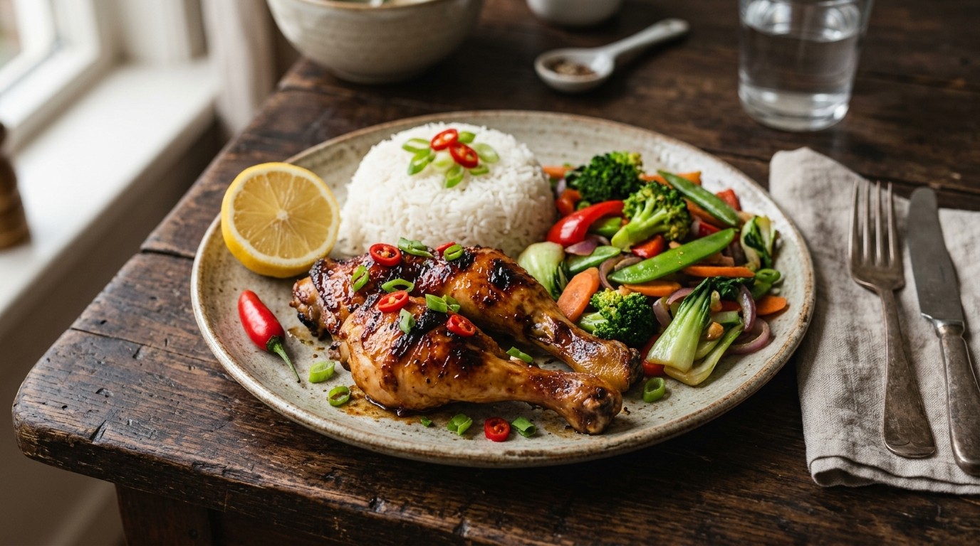 Pittige Kippenpoten met Rijst en Groente recept Pittige Kippenpoten met Rijst en Groente recept