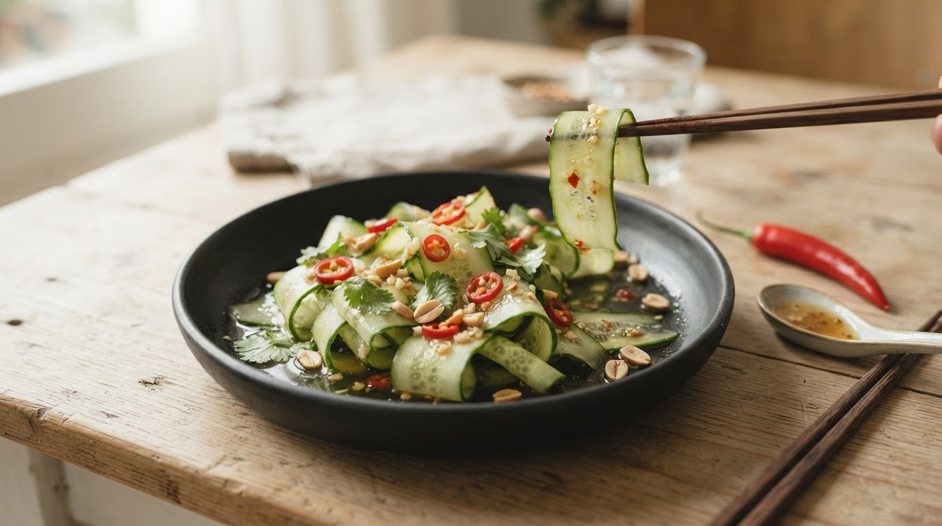 Pittige Komkommersalade met Thaise Vissaus