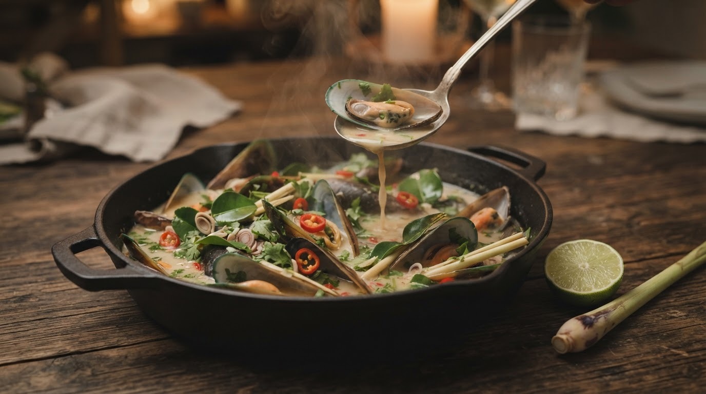 Pittige Mosselen met Thaise Kruiden