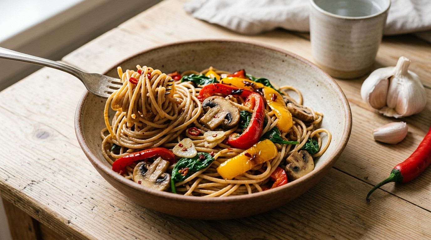 Pittige Spaghetti met Geroosterde Paprika
