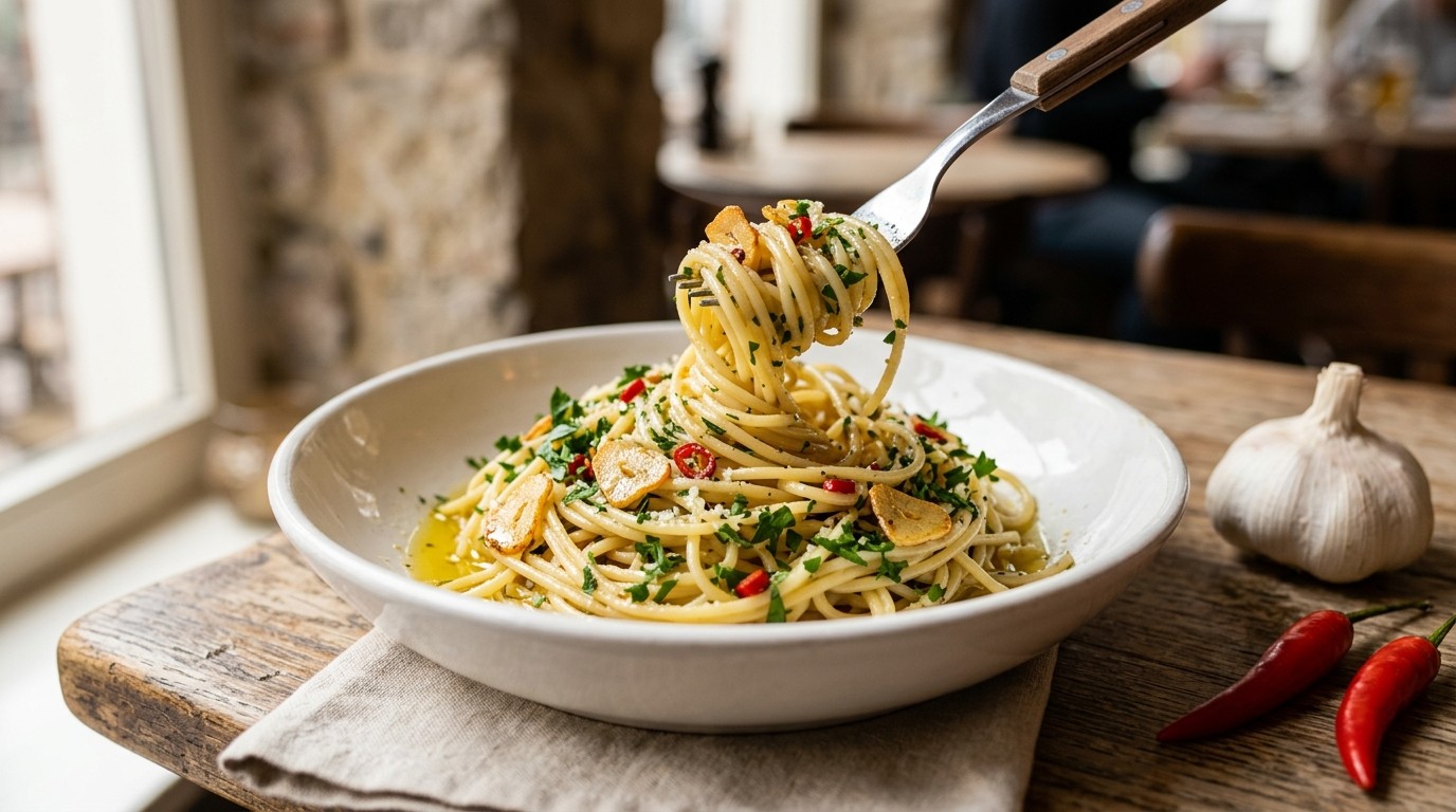 Pittige Spaghetti met Knofllookolie