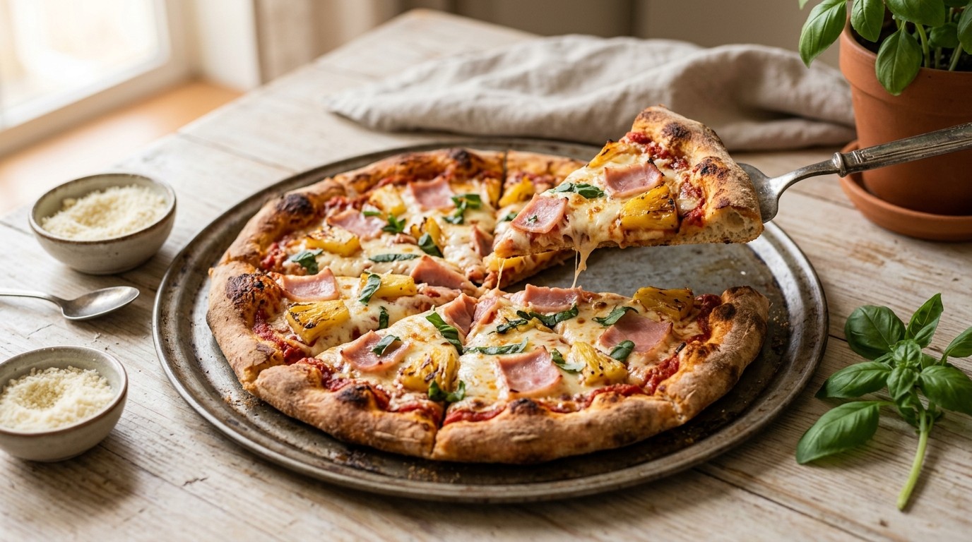 Pizza met Ananas en ham
