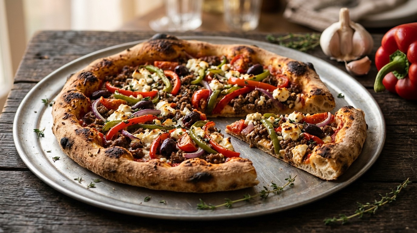 Pizza met Gehakt en Feta