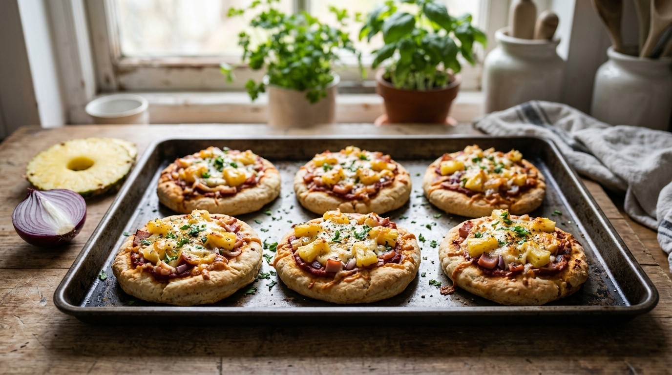 Pizzarondjes met ham en Ananas