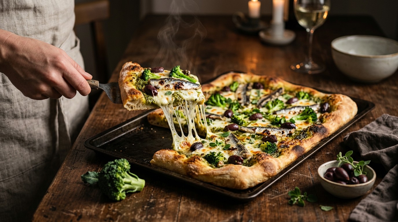 Plaatpizza met Sardientjes recept Plaatpizza met Sardientjes recept