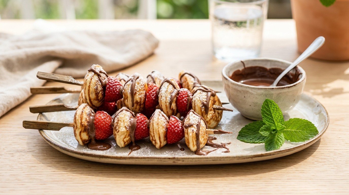 Poffertjesspiesje met Aardbeien