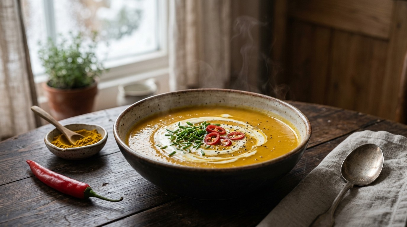 Pompoensoep met Kerrie recept Pompoensoep met Kerrie recept