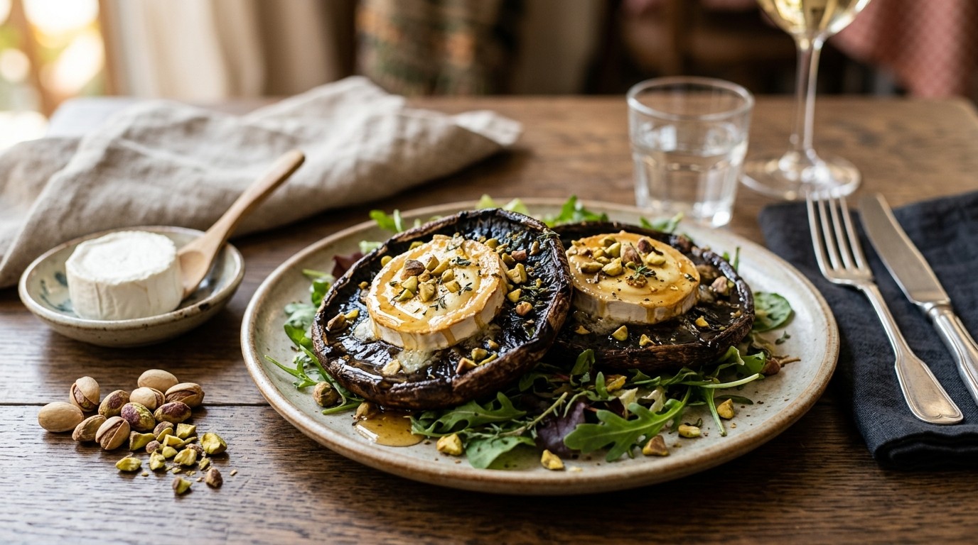 Portobello's met Geitenkaas en Pistachenoten
