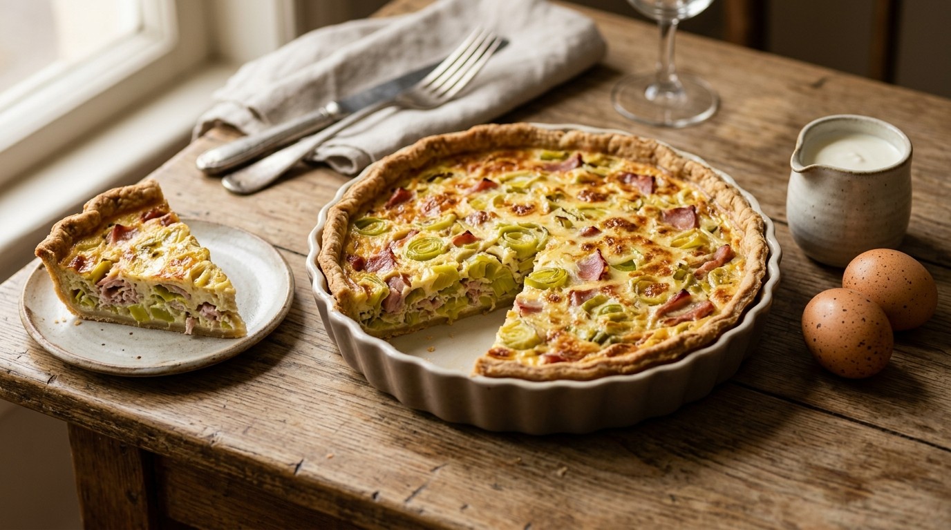 Quiche met ham en Prei