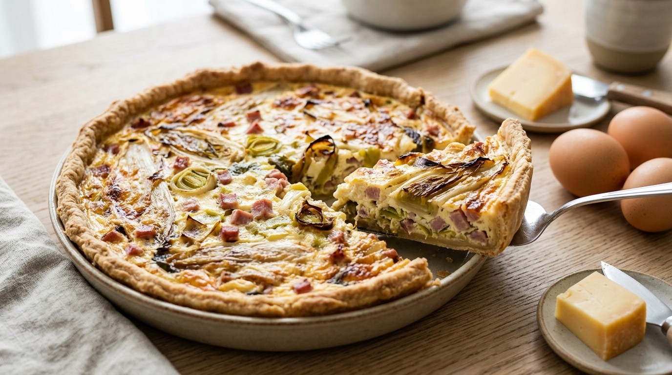 Quiche met Witlof, Prei en ham