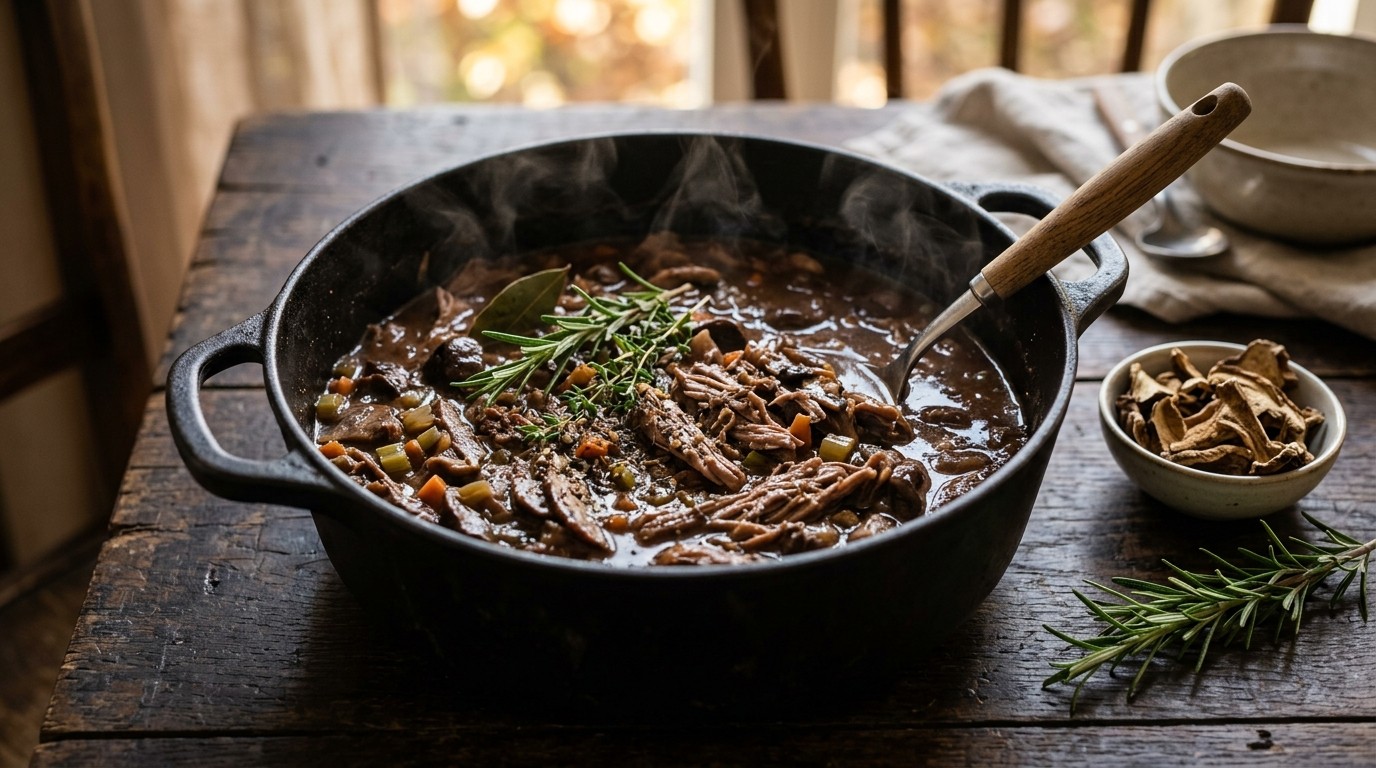 Ragout van Eend met Paddenstoelen