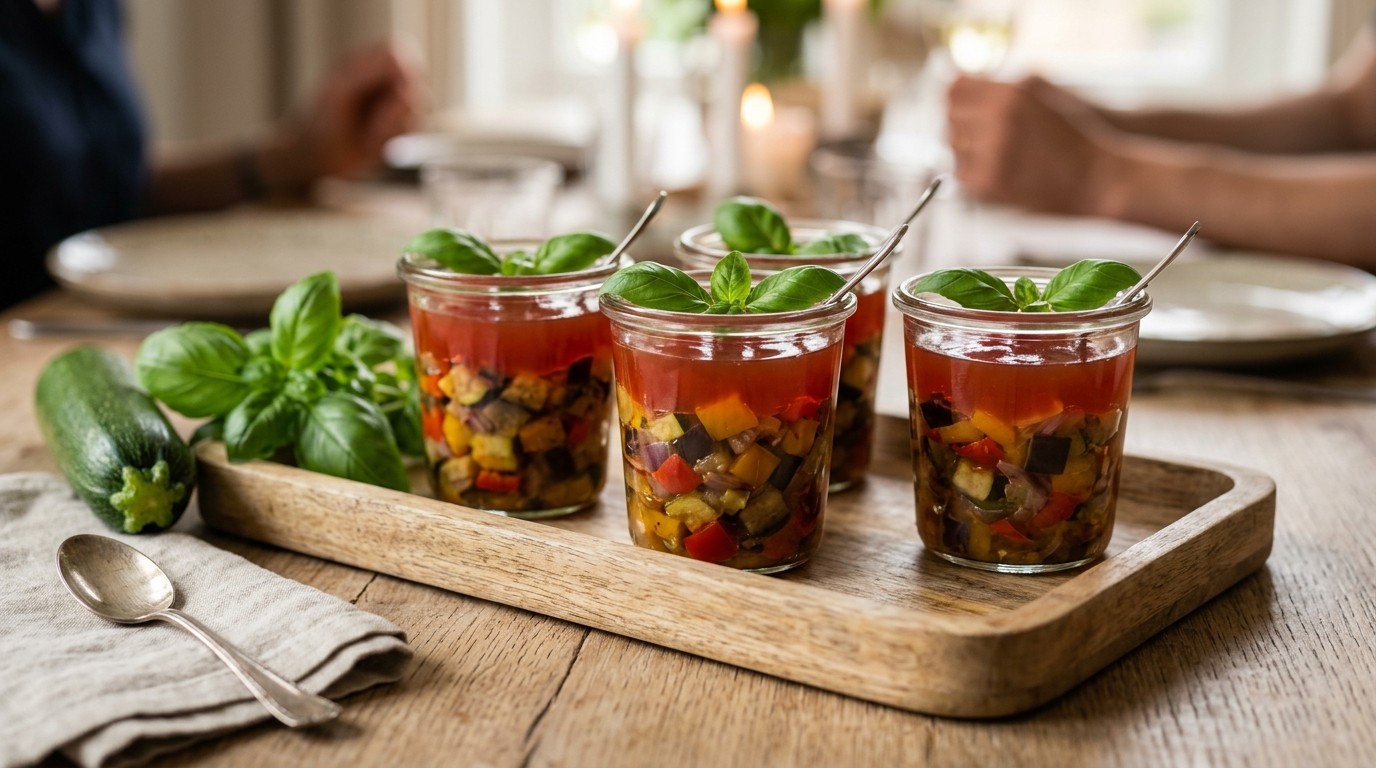 Ratatouille met Tomatengelei uit een Glaasje