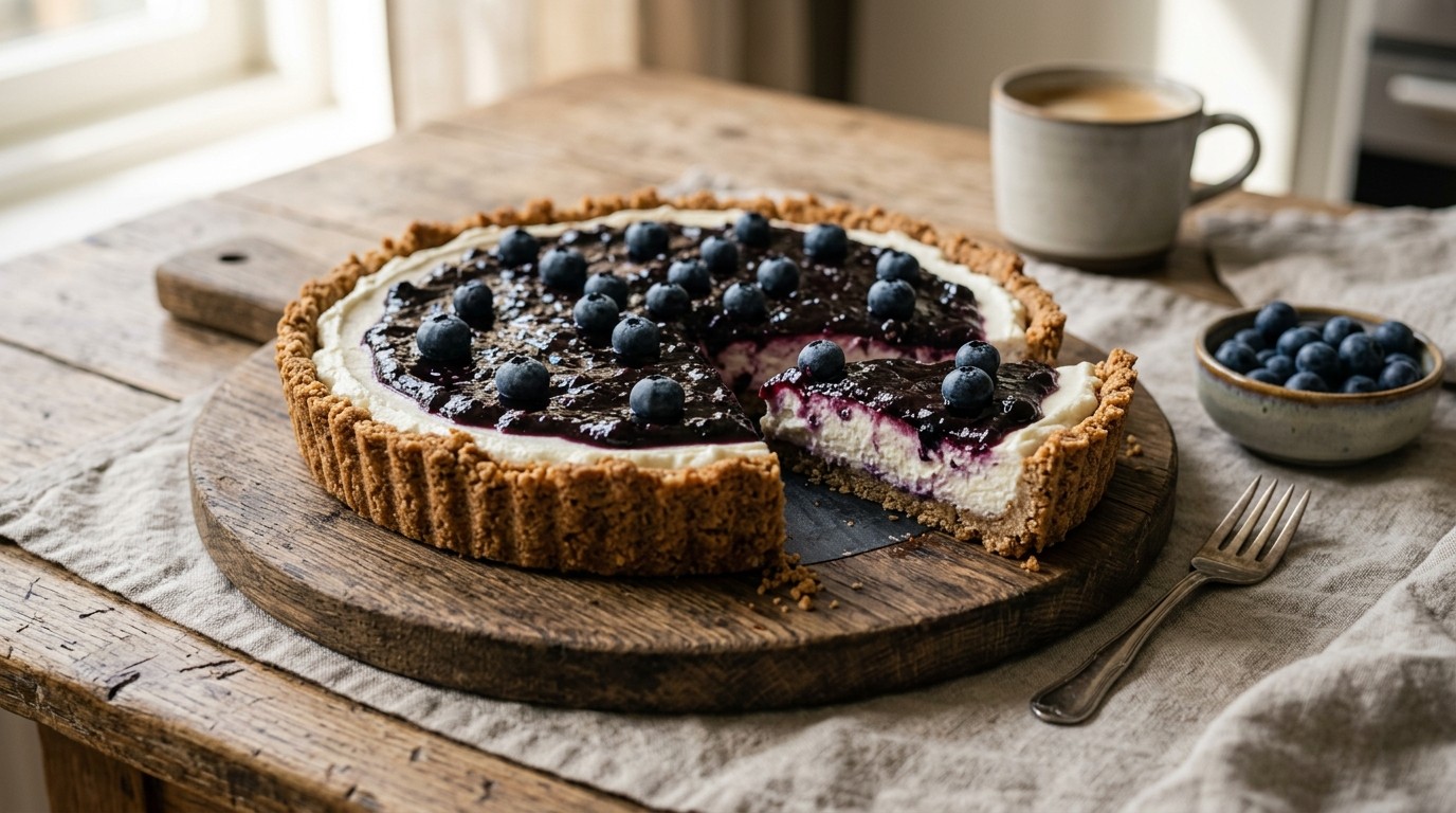 Ricotta-bosbessentaartje