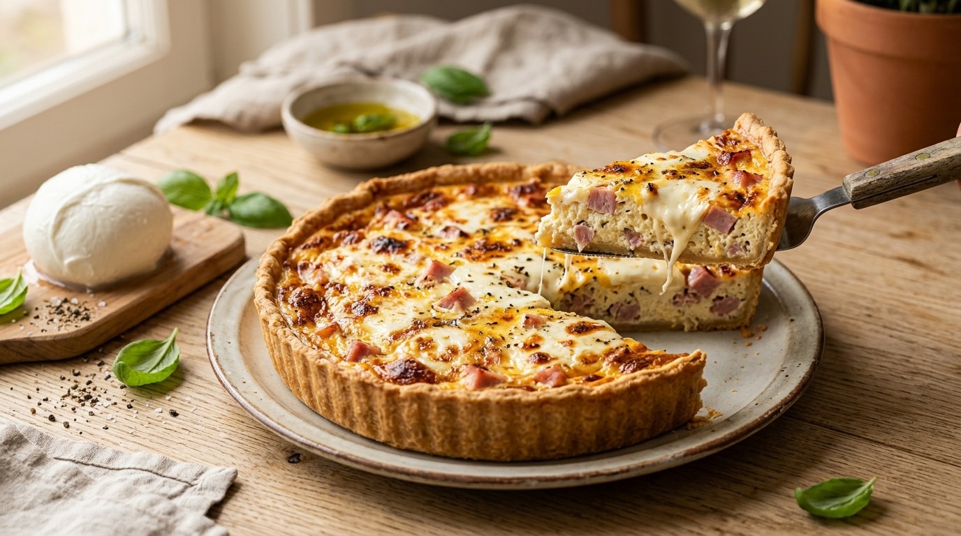 Ricottataart met ham en Mozzarella recept Ricottataart met ham en Mozzarella recept