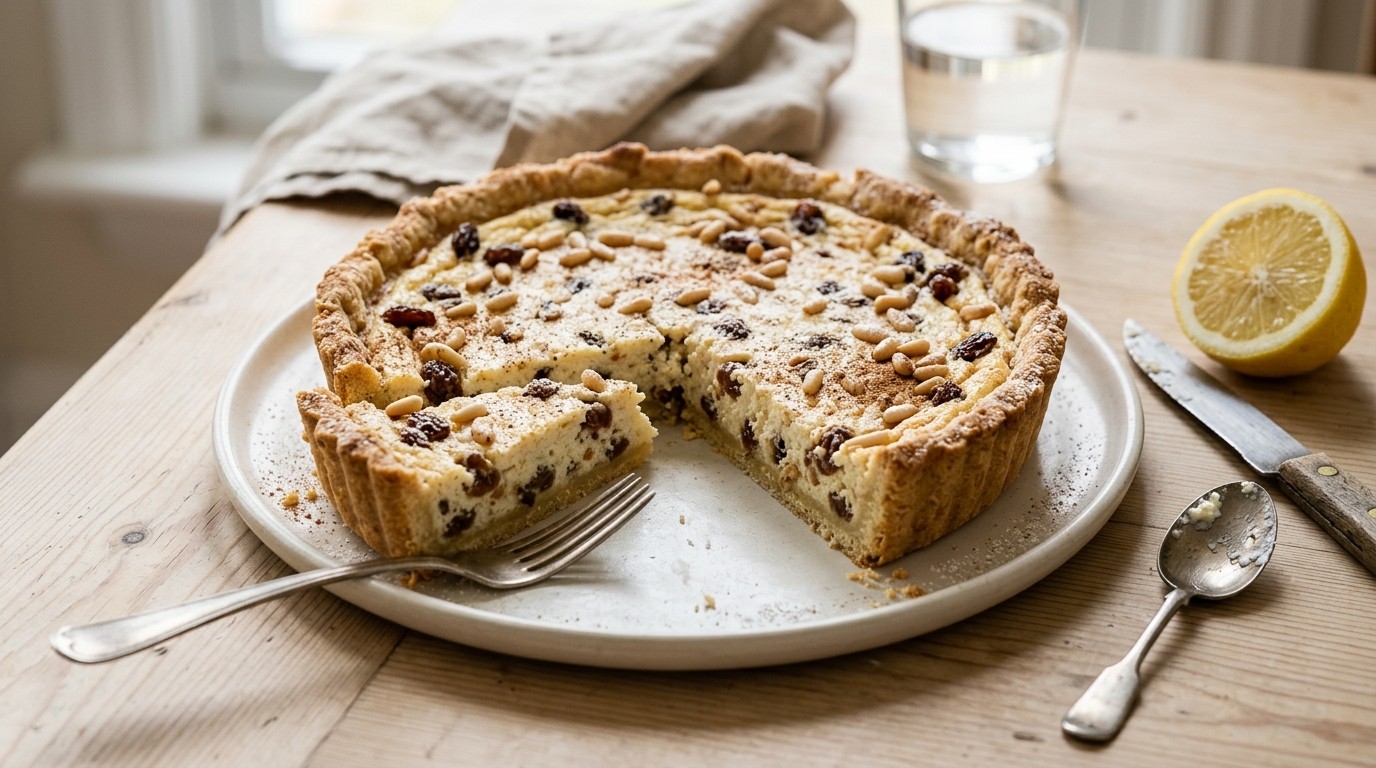 Ricottataart met Rozijnen en Marsala recept Ricottataart met Rozijnen en Marsala recept