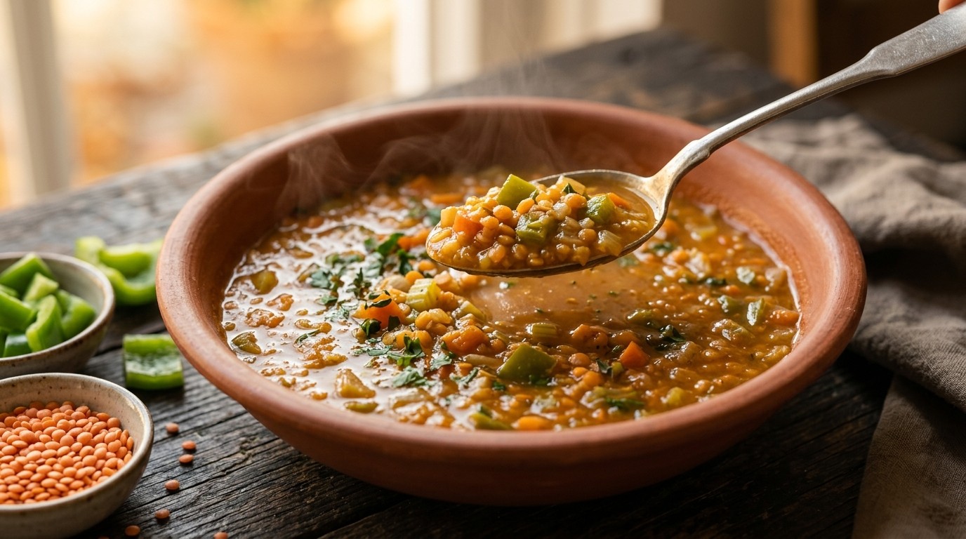 Rietjes Vegetarische Linzen-groentesoep