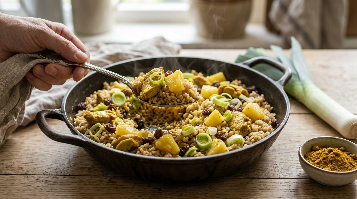 Rijst met kip en Ananas en Rozijnen recept Rijst met kip en Ananas en Rozijnen recept