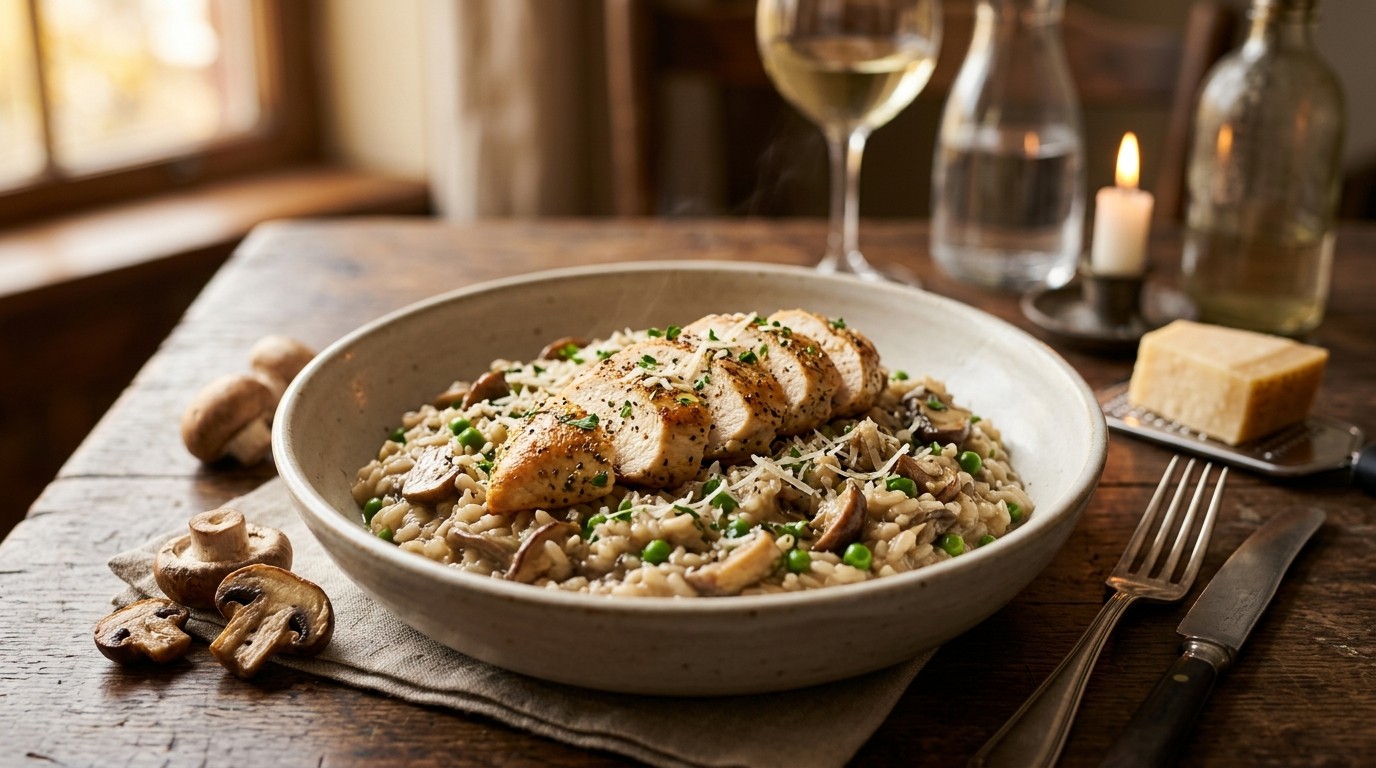 Risotto Funghi met Gebakken kip