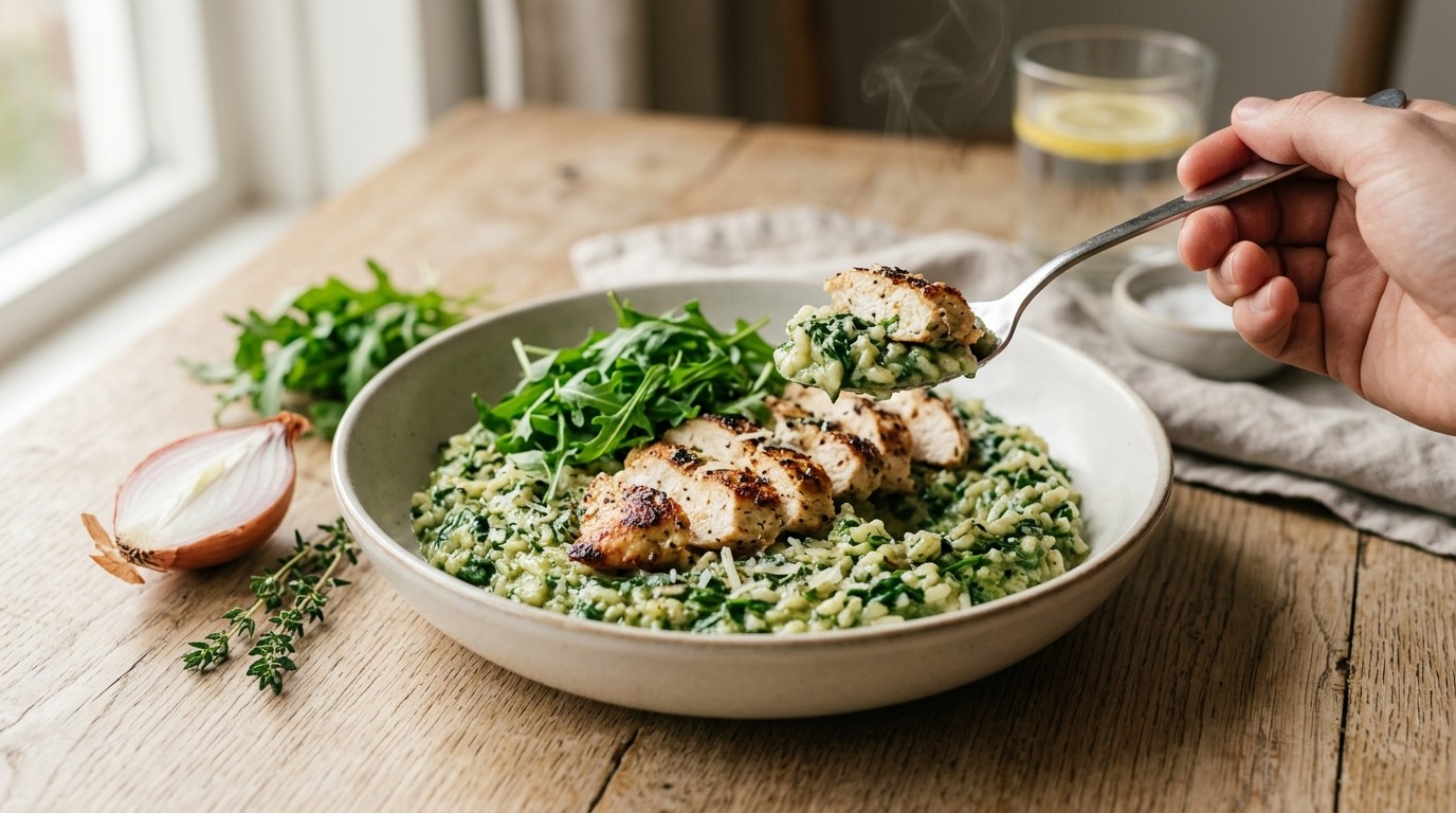 Risotto met Spinazie en kip