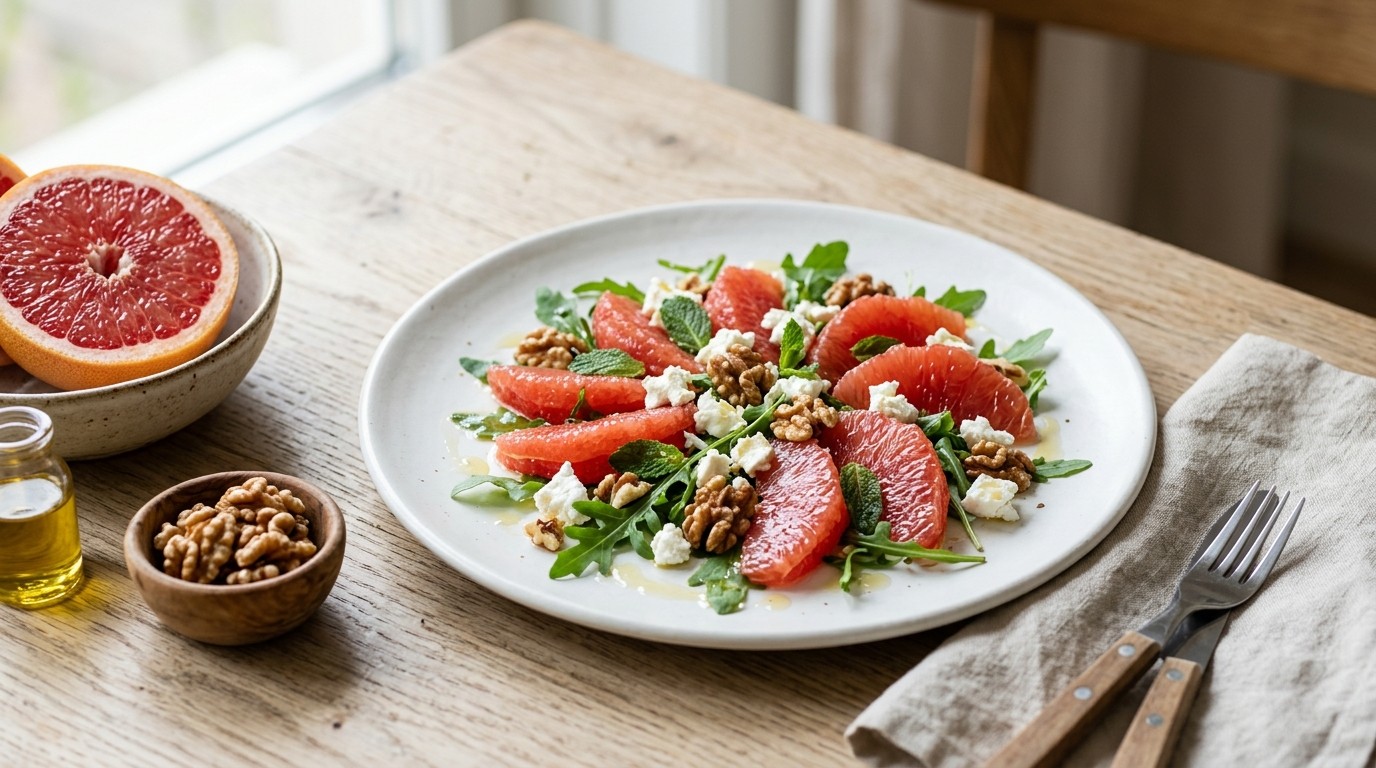 Rode-grapefruitsalade met Feta en Walnoten recept Rode-grapefruitsalade met Feta en Walnoten recept