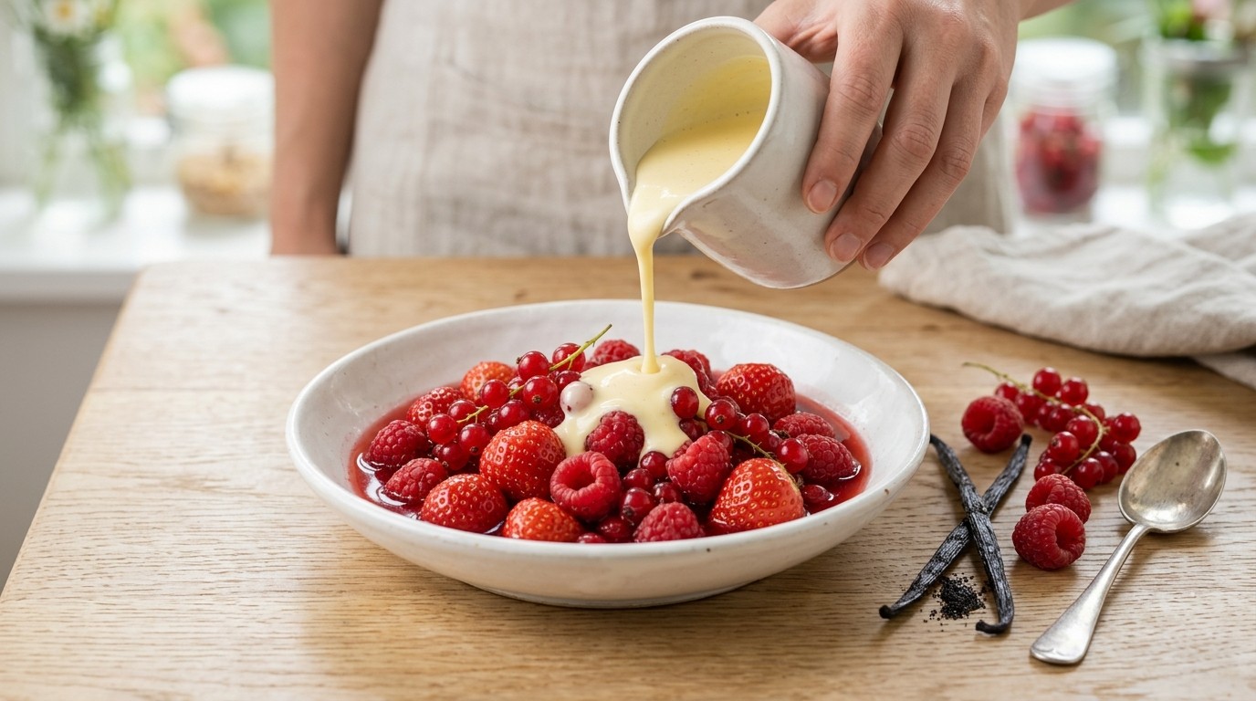 Rode Vruchten met Vanillesaus