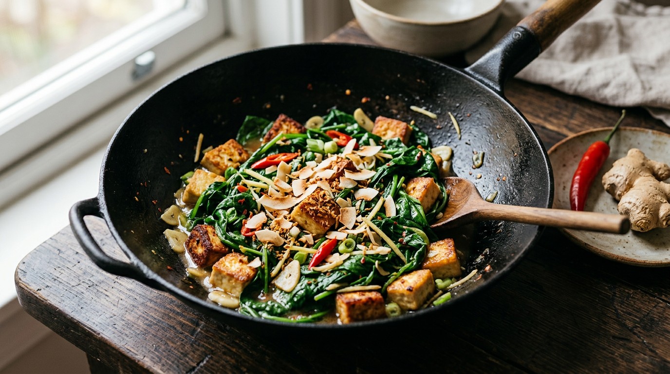 Roergebakken Spinazie met Tofu recept Roergebakken Spinazie met Tofu recept