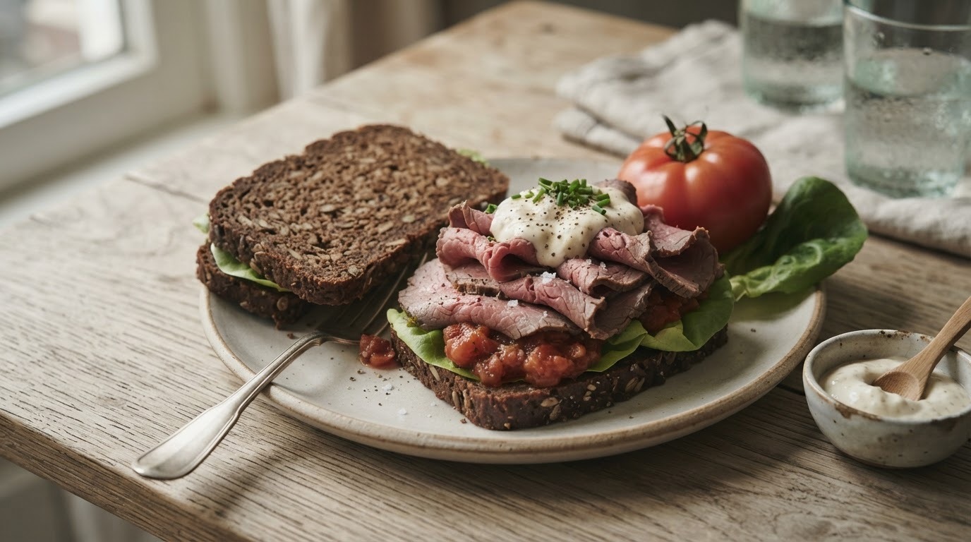 Roggebrood met Rosbief en Mierikswortel
