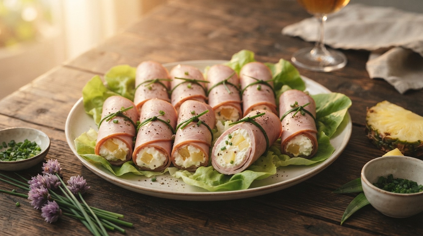 Rolletjes met ham en Ananas