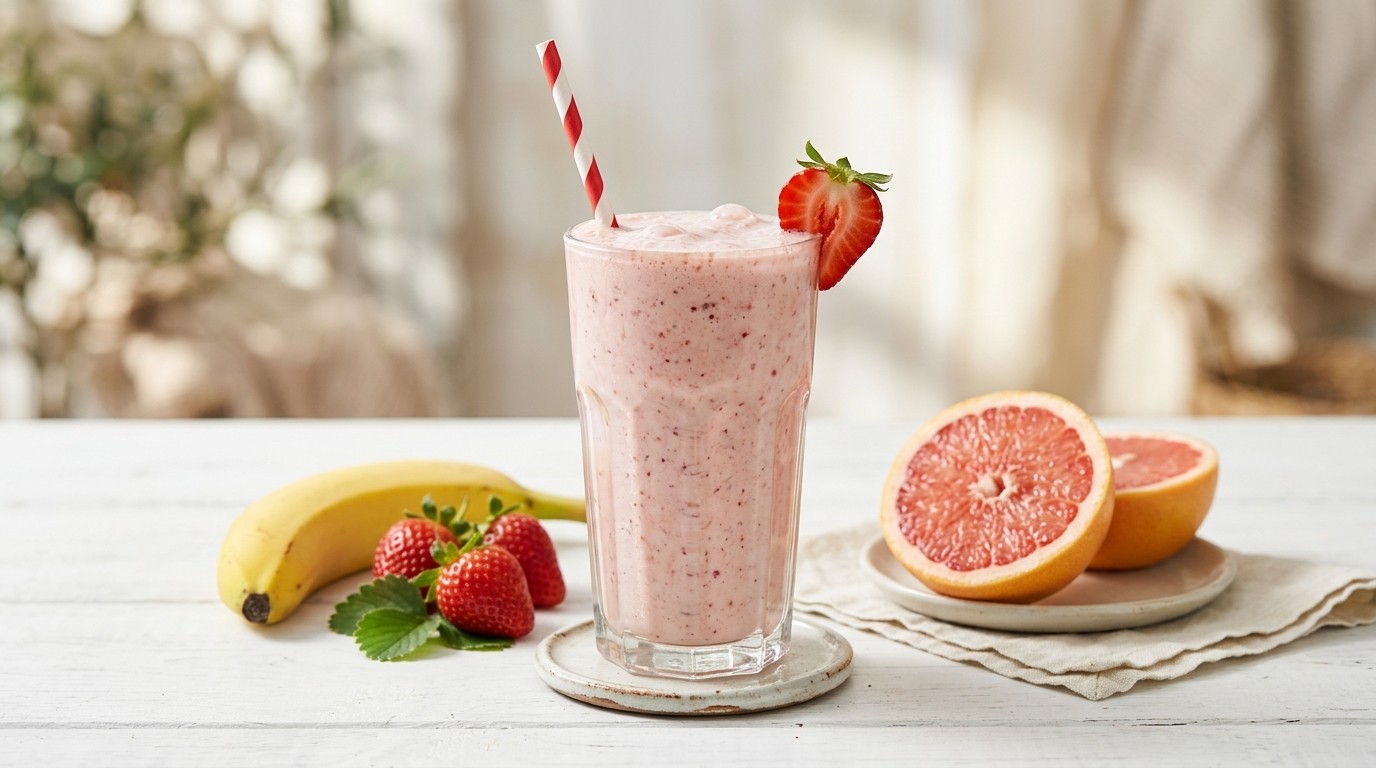 Romige Aardbei-banaanmilkshake
