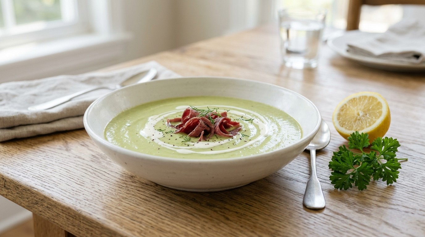 Romige Avocadosoep met Runderrookvlees recept Romige Avocadosoep met Runderrookvlees recept