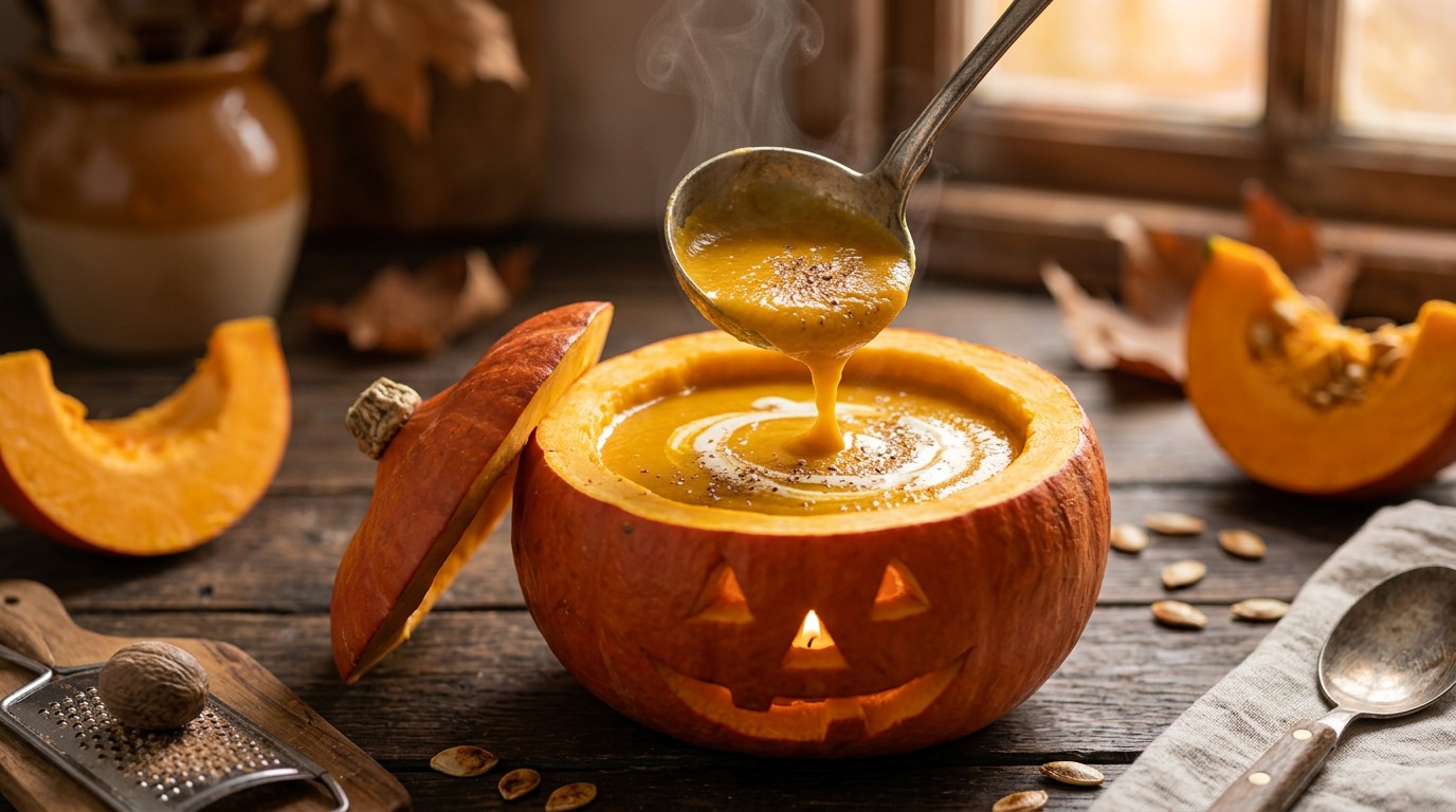 Romige Halloweenpompoensoep recept Romige Halloweenpompoensoep recept