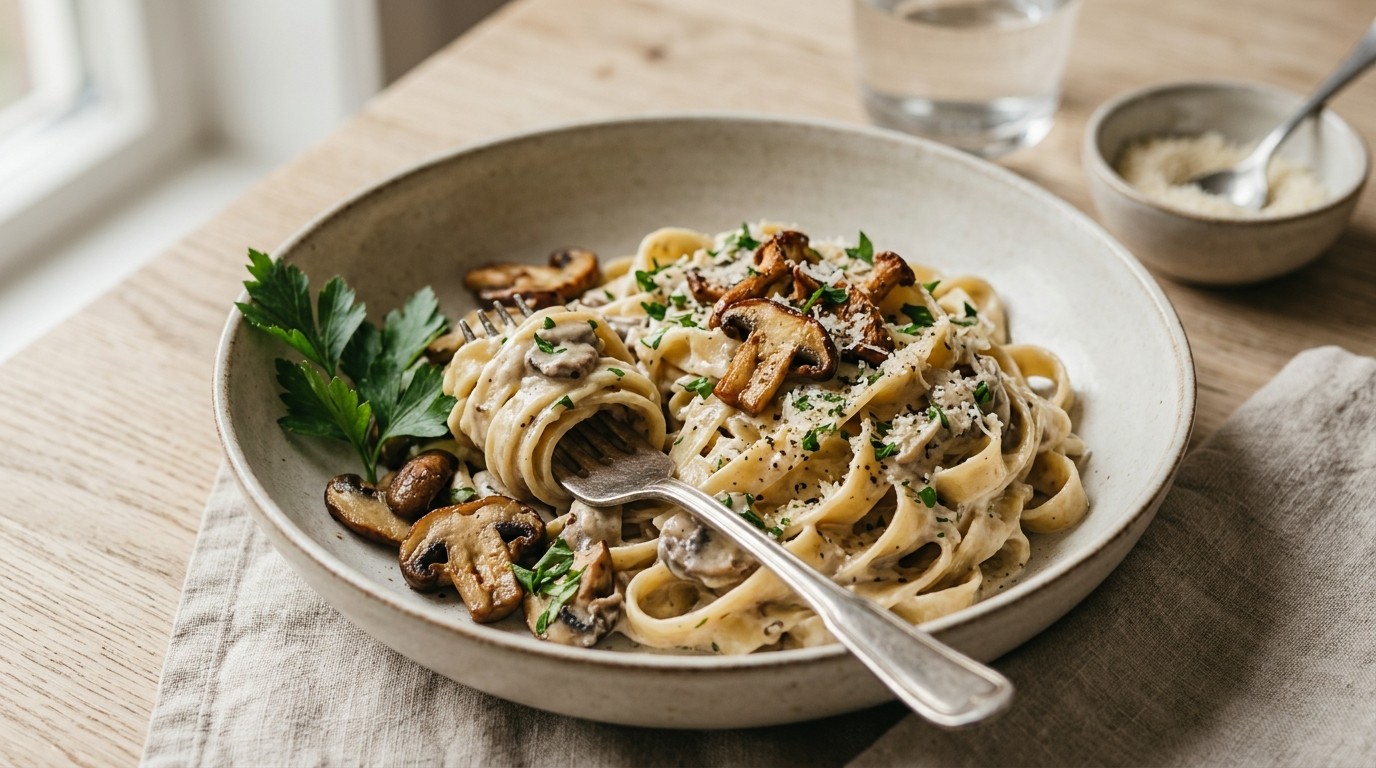 Romige Tagliatelle met Champignons en Roomkaas