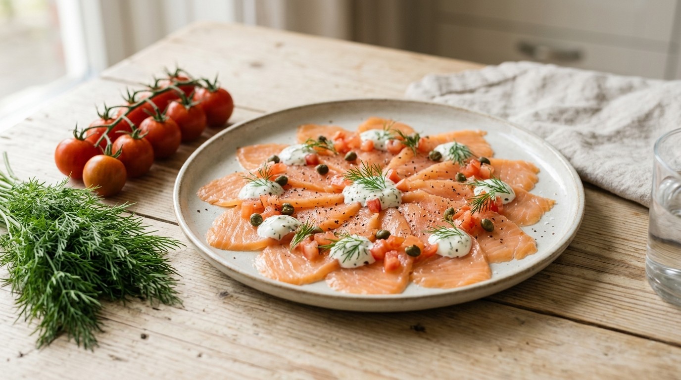 Romige Zalmcarpaccio met Tomaten-dille