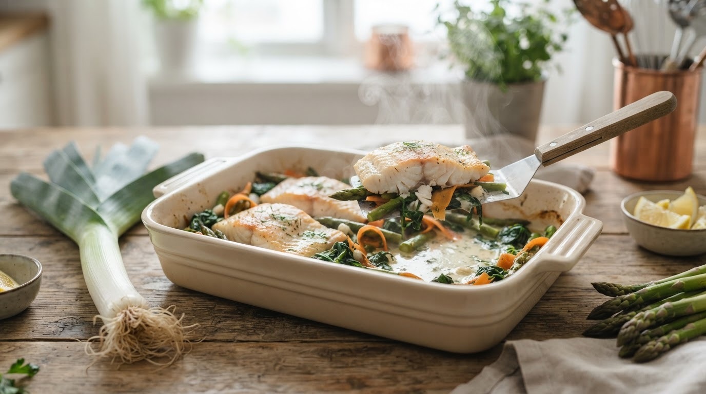 Roodbaars met Spinazie en Asperges recept Roodbaars met Spinazie en Asperges recept