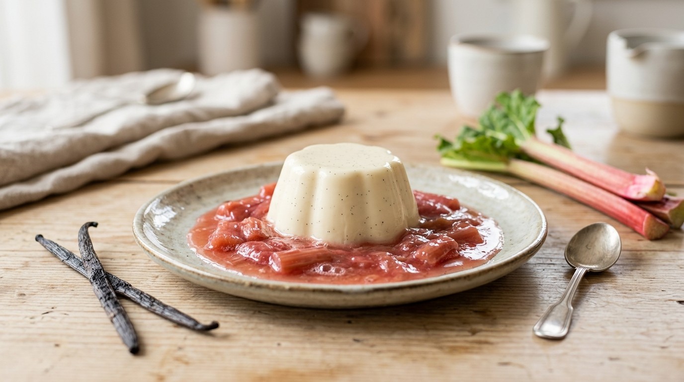 Roompudding met Rabarbercompote