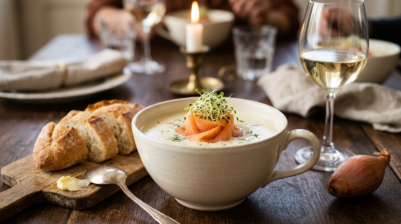 Roomsoep met Gerookte Zalm