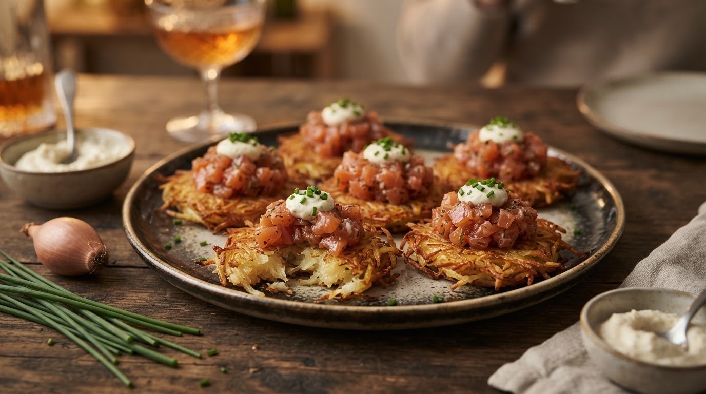 Rösti met Zalmtartaar