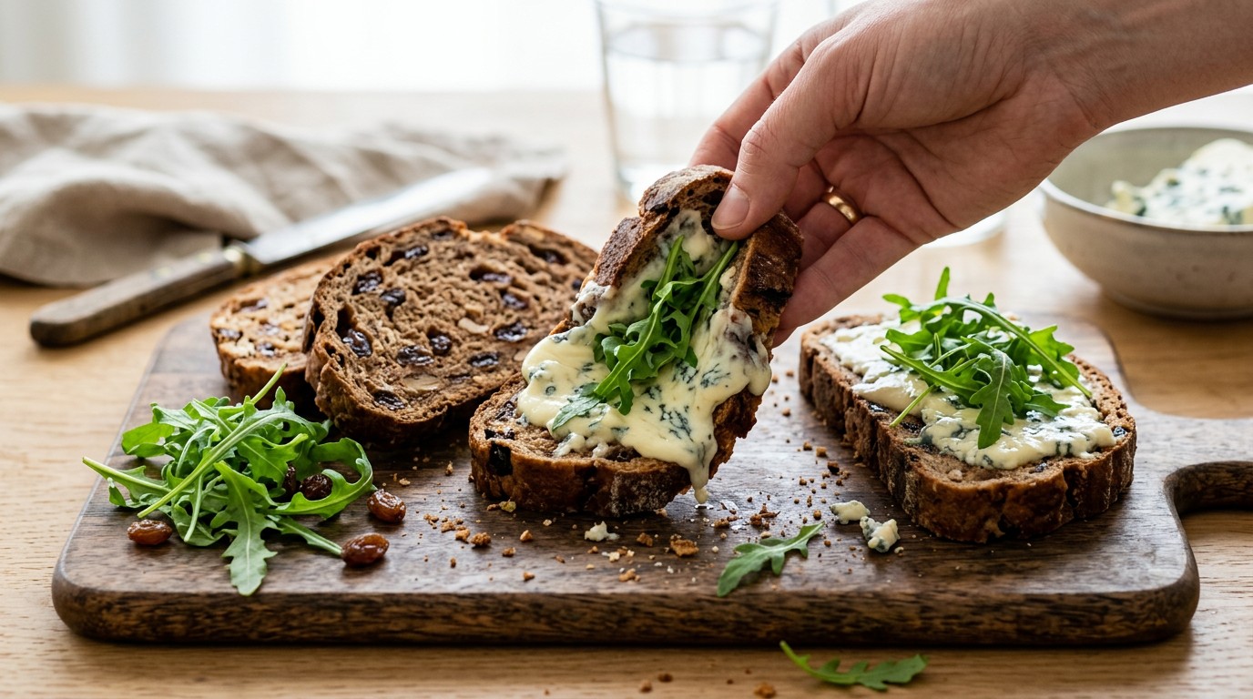 Rozijnenbrood met Gorgonzola recept Rozijnenbrood met Gorgonzola recept