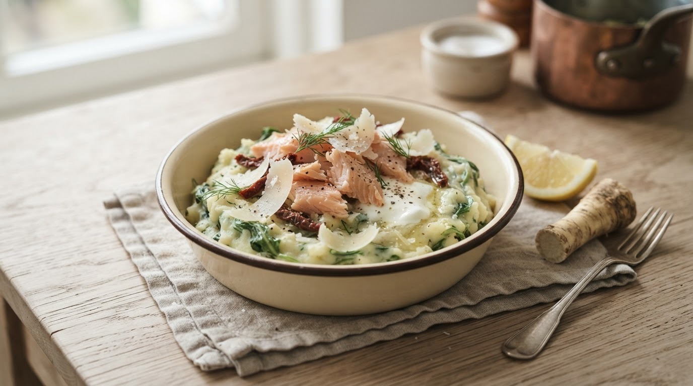 Rucolastamppotje met Zalm