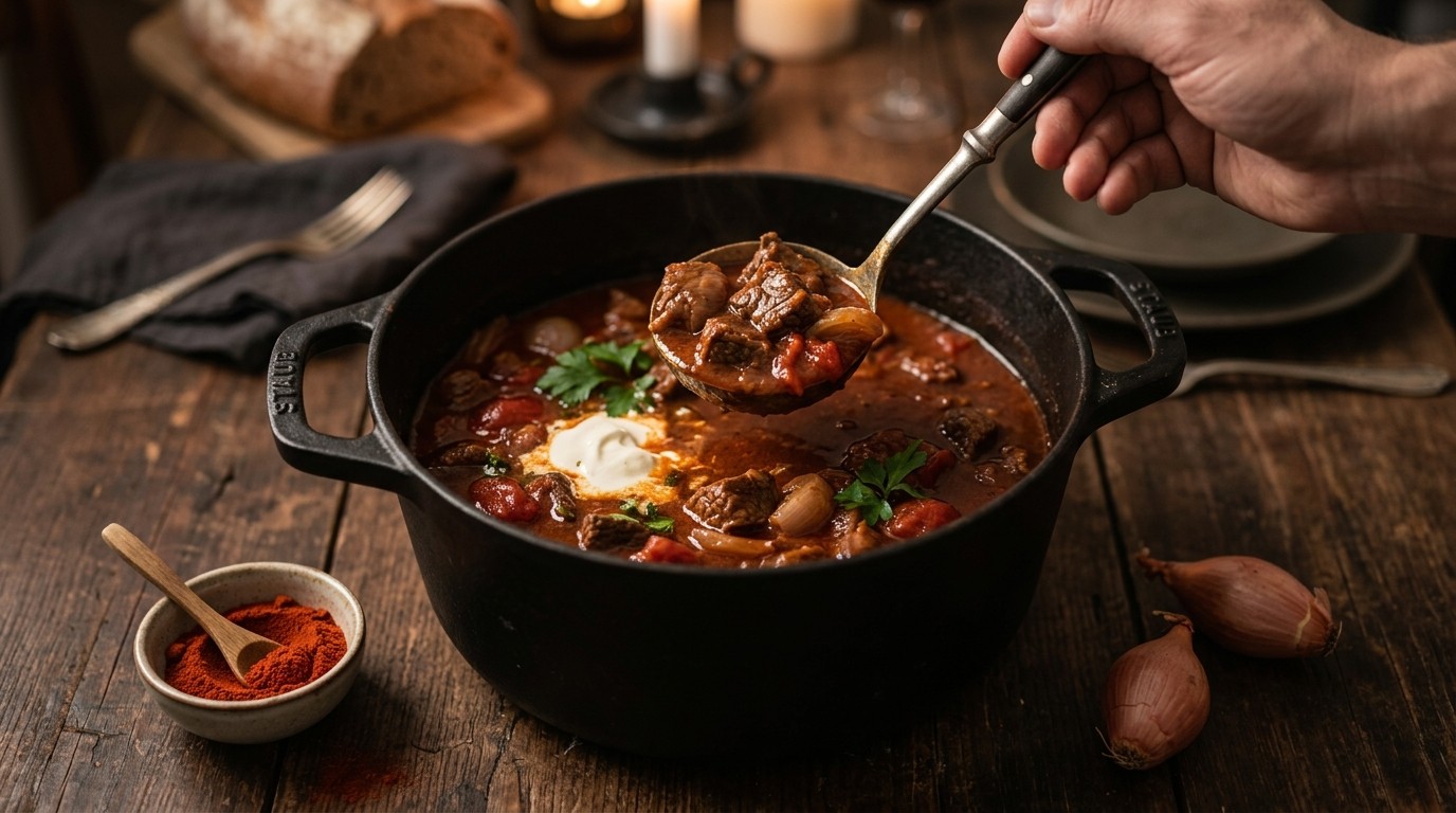 Rundergoulash met Creme Fraiche en Vleestomaten