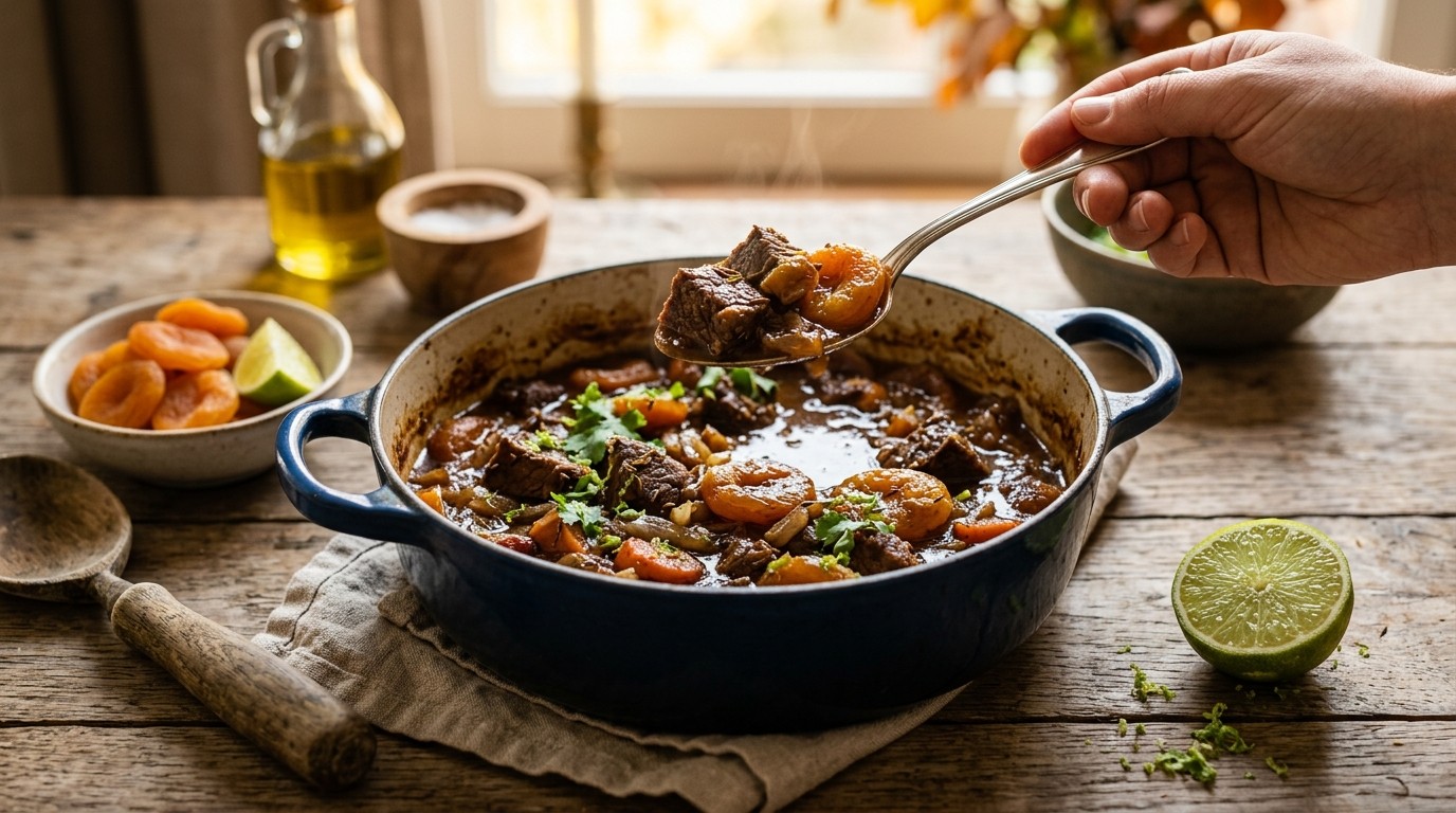 Runderstoofpotje met Gedroogde Abrikozen