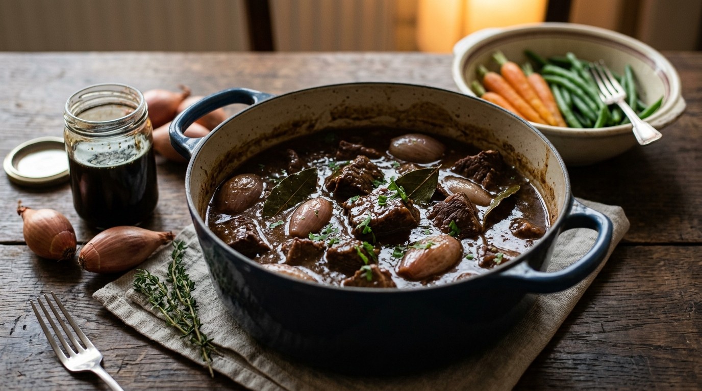 Runderstoofpotje met Sjalotjes en Appelstroop