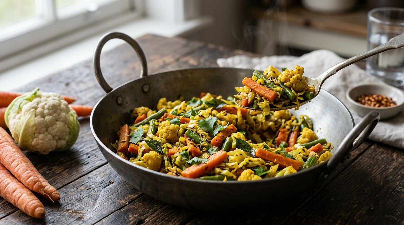 Sabzi Bhujia (gemengde Gekruide Groenten) recept Sabzi Bhujia (gemengde Gekruide Groenten) recept