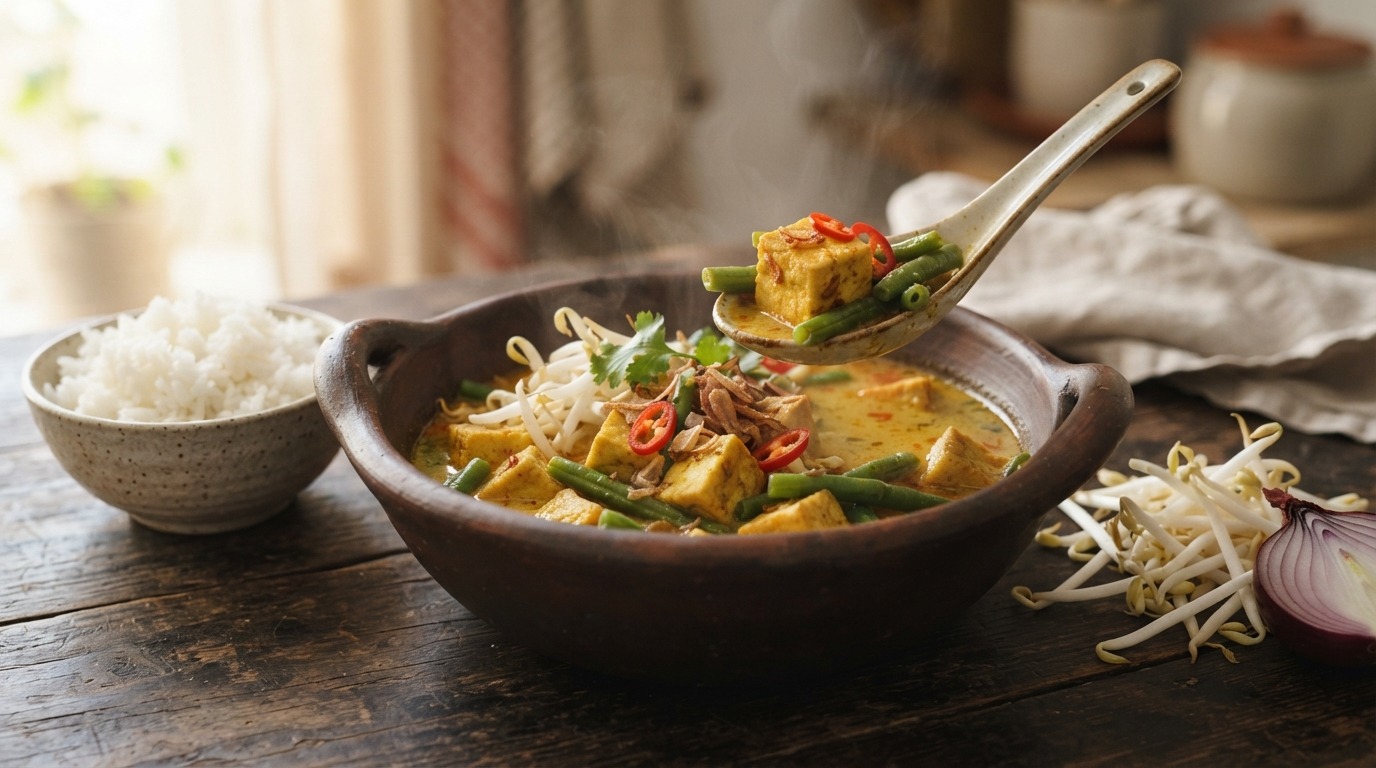 Sajoer Boontjes met Tofu en Taugé