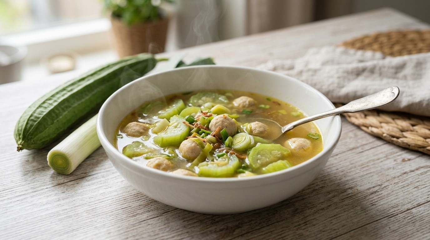 Sajoer Oyong (kippenbouillon met Visballetjes)