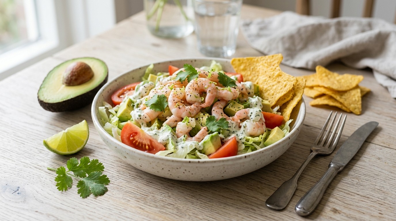 Salade met Avocado en Garnalen